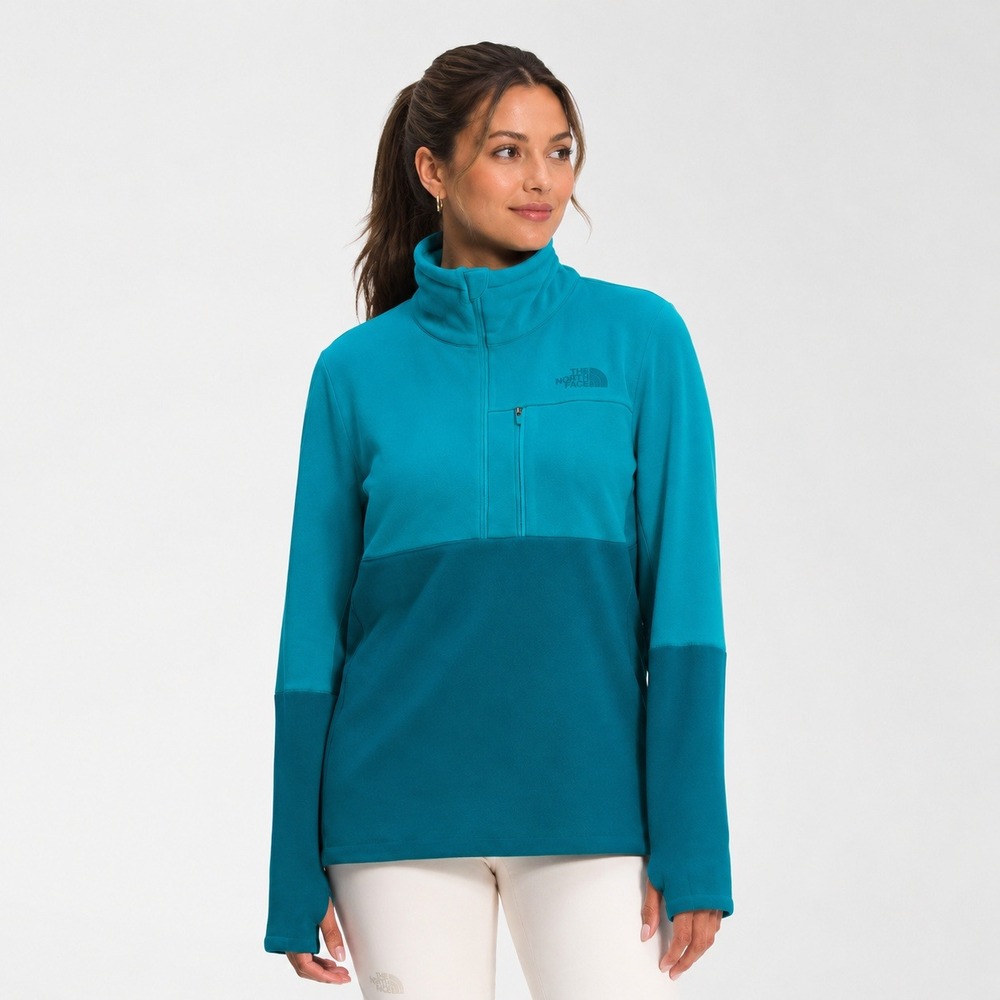 The North Face Womens Tagen Quarter Zip Fleece L Enamel Blue Deep Lagoon Hiking
